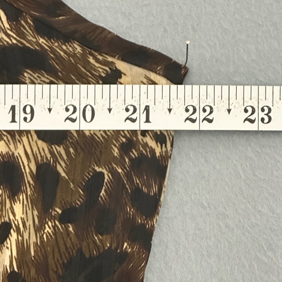 Retro 90s Womens Top L Sheer Leopard Print Off Shoulder Smocked Going Out Party - Picture 7 of 10